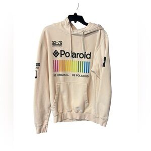 Polaroid Cream Hoodie with Rainbow Design